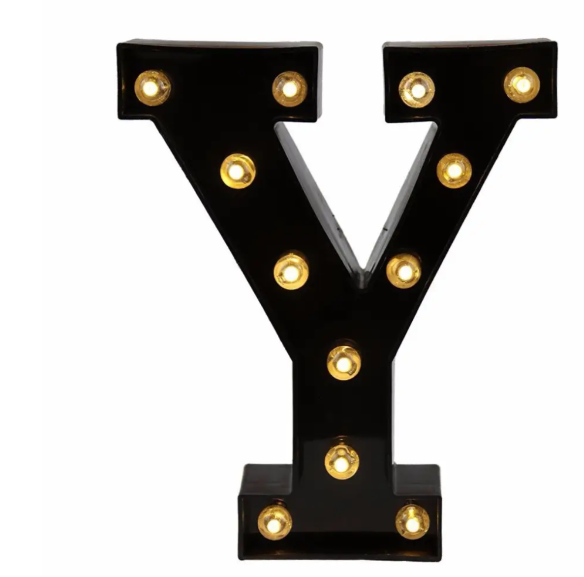 Буква с подсветкой Y объемная маленькая 22x18 см Черный (Ч1263)