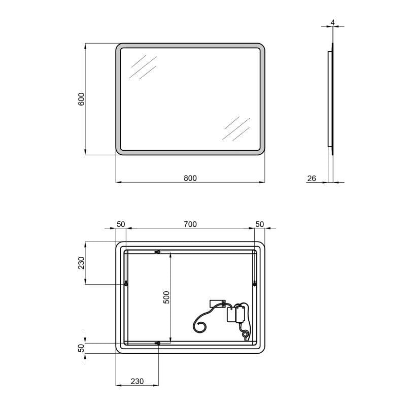 Дзеркало настінне Qtap Tern LED sensor switch reverse 800х600 мм (11345817) - фото 2