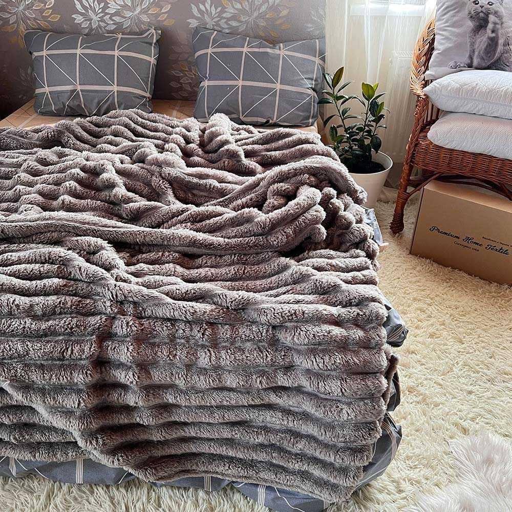 Плед в смужку євро 200х230 см Сірий (Д-Mpled003/2-06) - фото 2