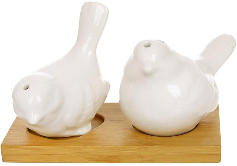 Набор фарфоровых специалистов Nouvelle Home на деревянной подставке 11х6 см