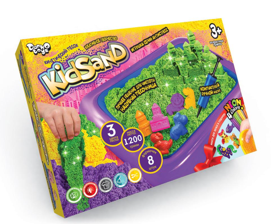 Набір творчості кінетичний пісок Danko Toys kidsand 1200 г з пісочницею (MTT-76335)