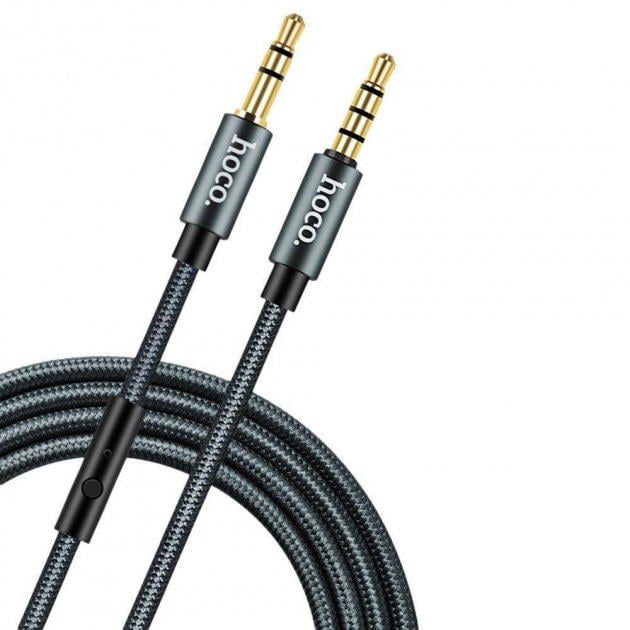Кабель аудио AUX Hoco UPA04 с микрофоном 1 м Черный