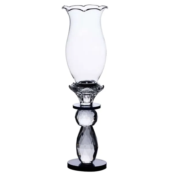 Подсвечник декоративный Fantasy стеклянный 29 см Прозрачный/Черный - фото 1