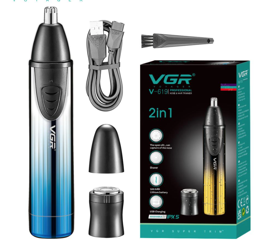 Тример для носа VGR 2в1 Блакитний (V-619 ) - фото 2 Тример для носа VGR 2в1 Блакитний (V-619 ) - фото 2