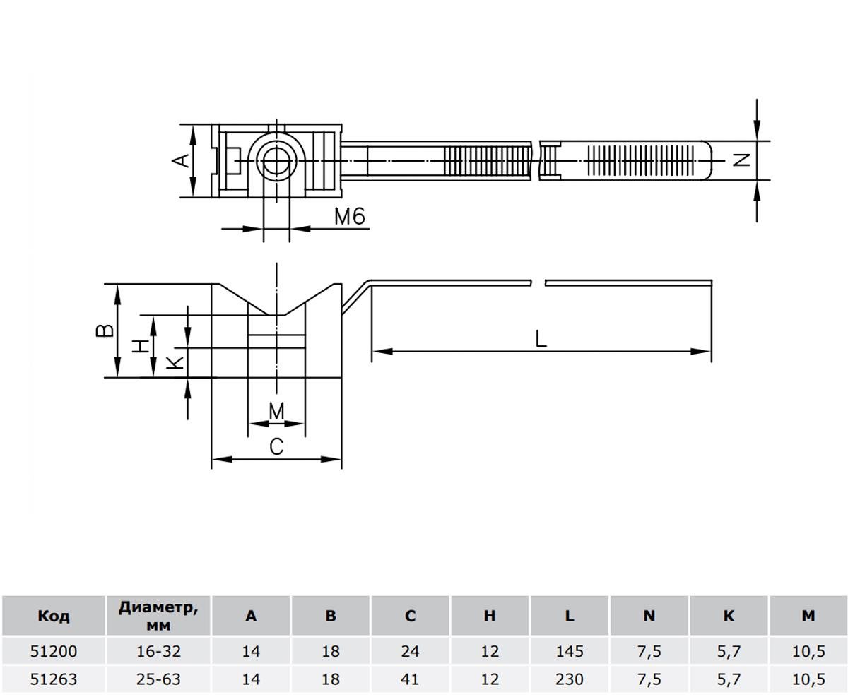Тримач під дюбель з хомутом ДКС Express нейлон Ø 25-63 мм х 230 мм (51263) - фото 5 Тримач під дюбель з хомутом ДКС Express нейлон Ø 25-63 мм х 230 мм (51263) - фото 5