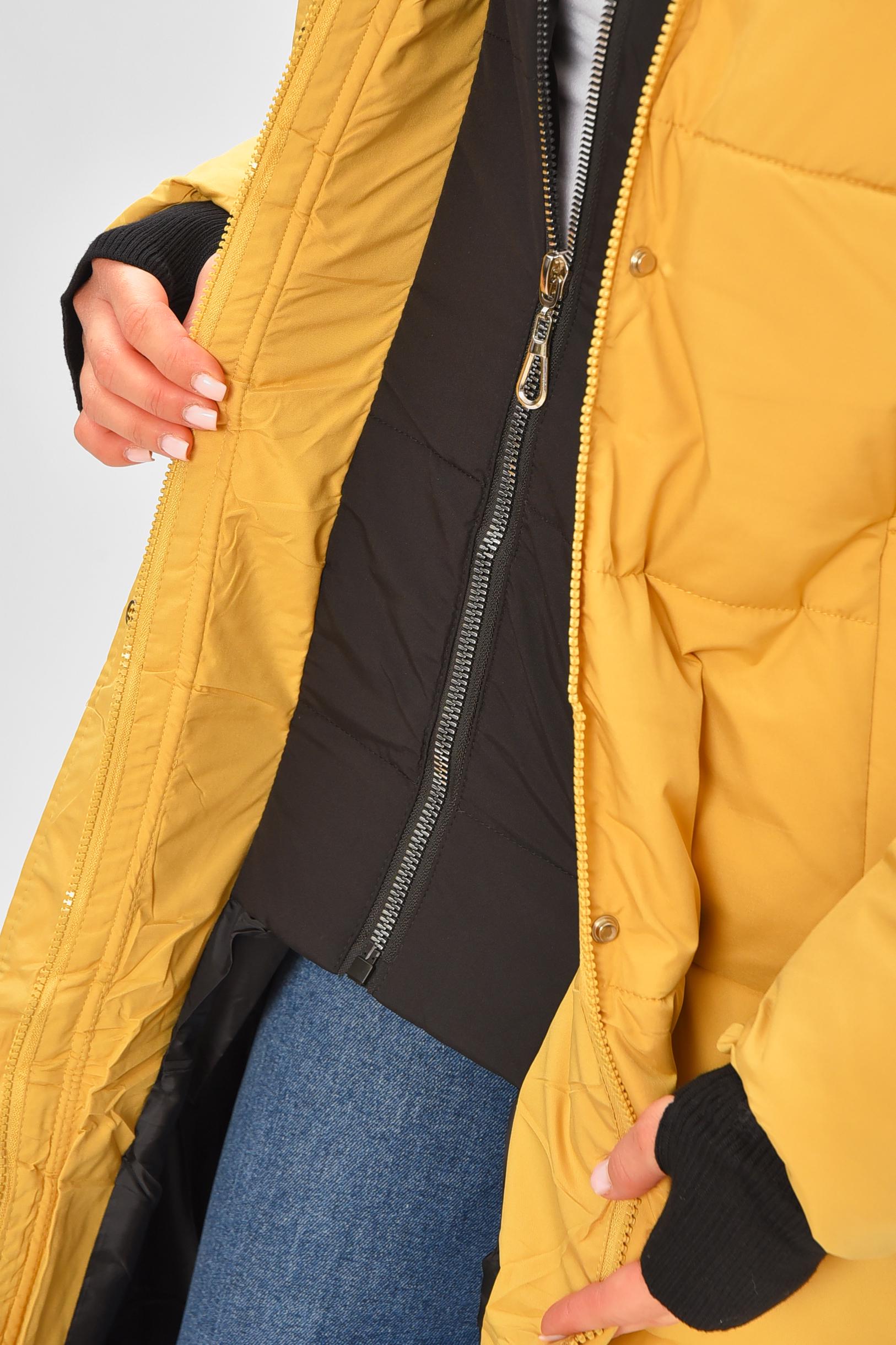Куртка женская удлиненная зима L Горчичный (206086) - фото 4 Куртка женская удлиненная зима L Горчичный (206086) - фото 4