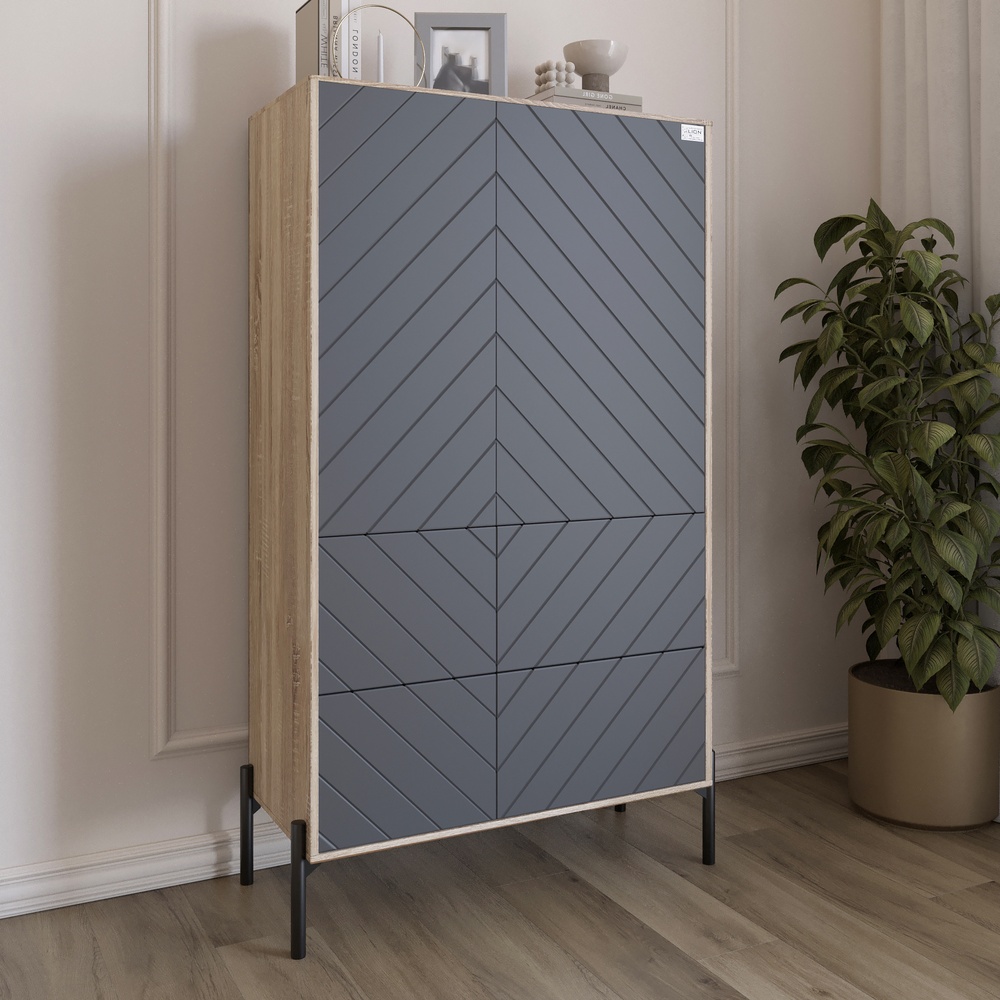 Комод-пенал Lion Амарант 84x40x150 см Дуб Сонома/Графитовый (LION-042129)