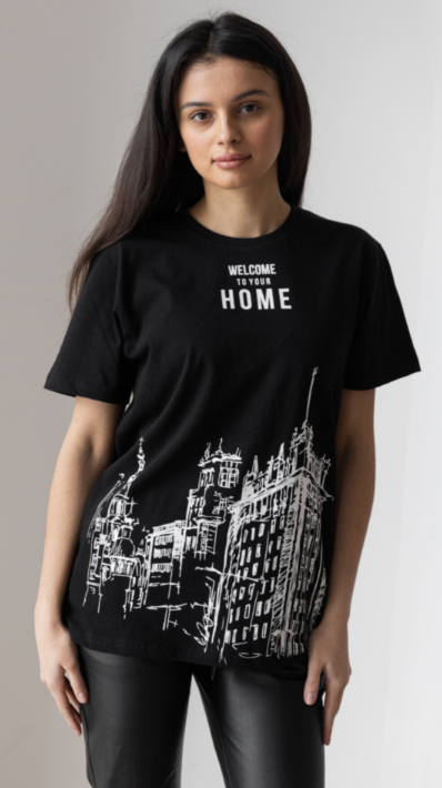 Футболка женская GBI Город хлопковая M Черный (13515-Ж)