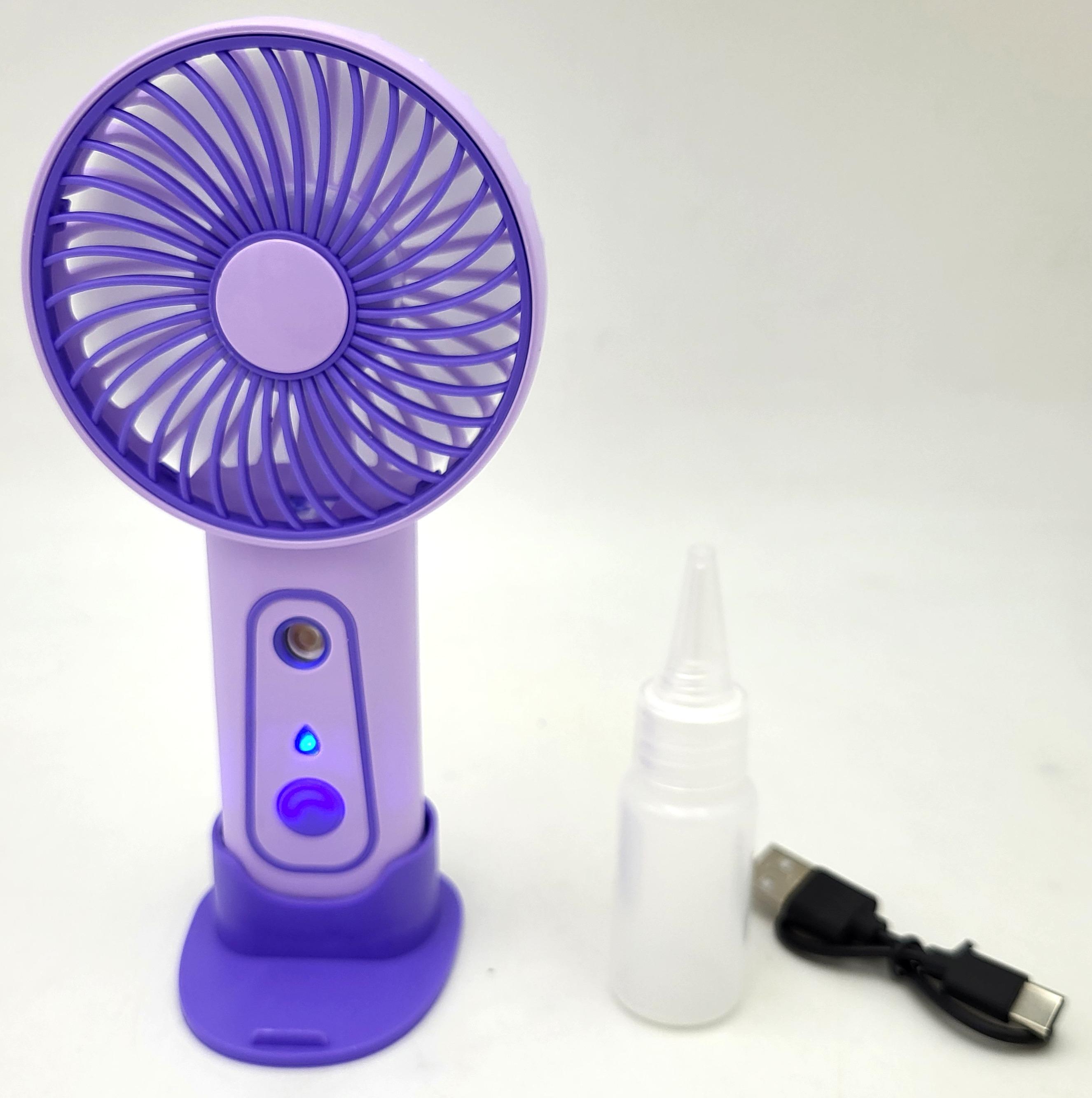 Вентилятор аккумуляторный Handy Mini Fan с LED индикацией мини с ручкой USB 10 см Фиолетовый