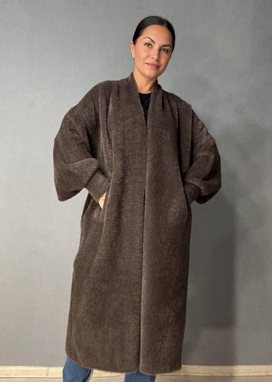 Кардиган жіночий Fancy Matinee 30740 ангора довгий з кишенями OS Коричневий (4871) - фото 7 Кардиган жіночий Fancy Matinee 30740 ангора довгий з кишенями OS Коричневий (4871) - фото 7