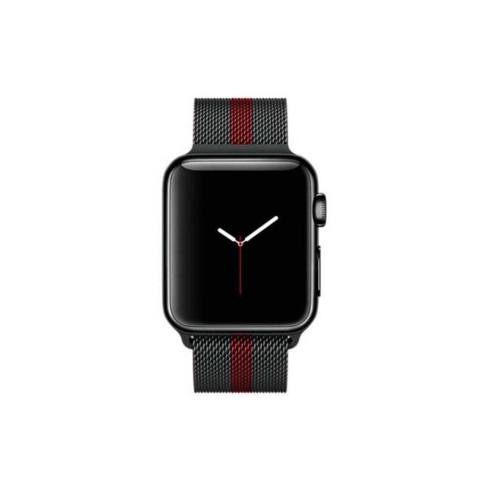 Металевий ремінець Apple Milanese Loop for Apple Watch 42/44/45/49 mm, Black/Red - фото 3