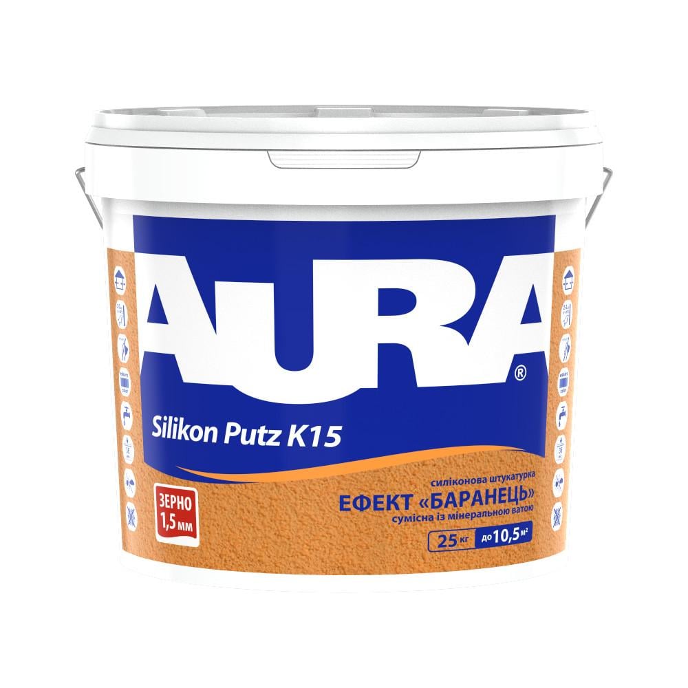 Штукатурка декоративная барашек Aura Dekor Silikon Putz 1,5 мм 25 кг