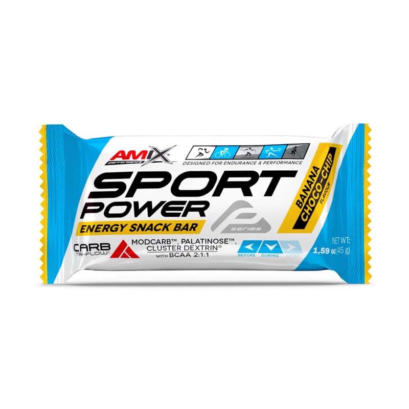 Батончик енергетичний протеїновий AMIX Sport Power Bar 45 г Банан/Шоколадна крихта