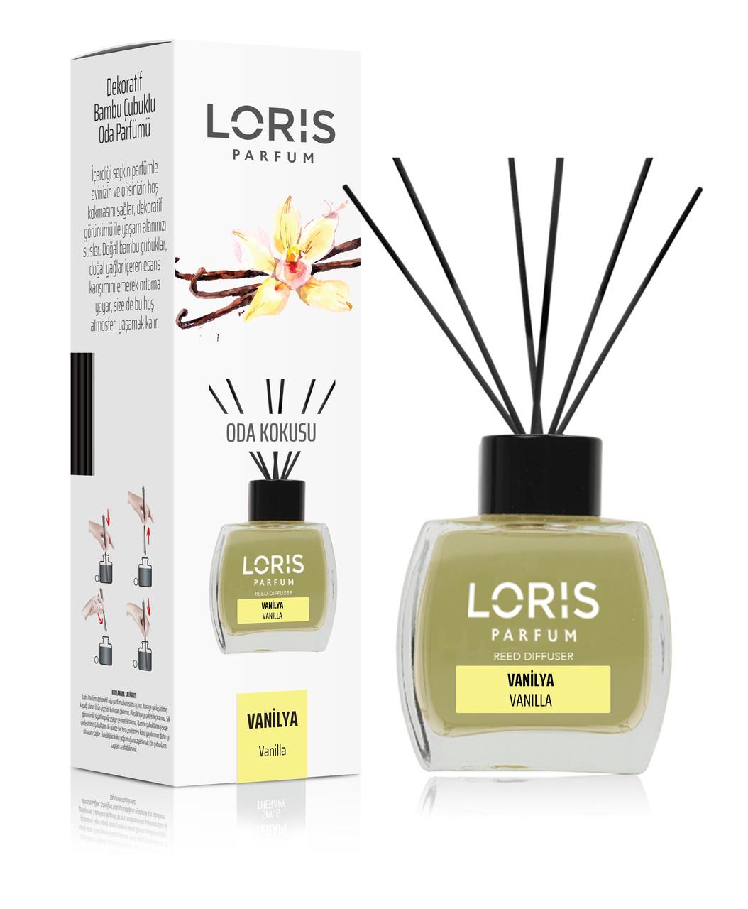 Аромадиффузор для дома LORIS parfum Ваниль 120 мл с черными палочками - фото 1