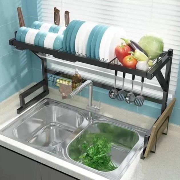 Сушарка кухонна для сушіння посуду над раковиною Kitchen Rack Чорний - фото 2 Сушарка кухонна для сушіння посуду над раковиною Kitchen Rack Чорний - фото 2