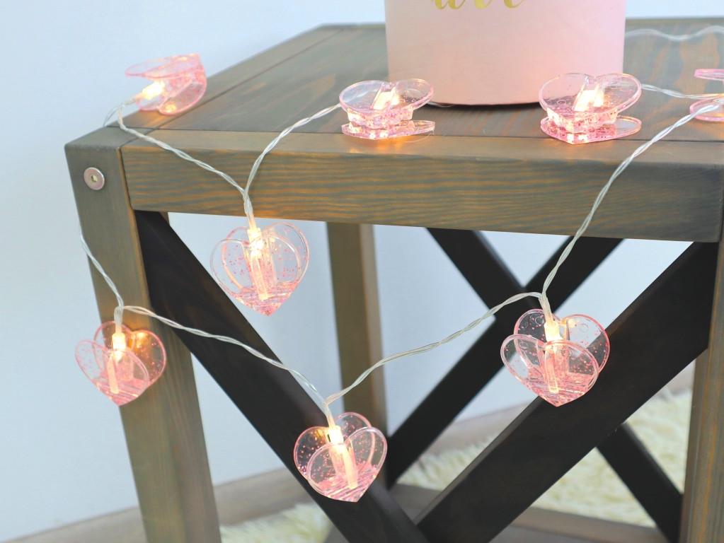 Гірлянда Серце прищіпки АА батарейки 1,75 м 10 лампочок у формі сердець - фото 9