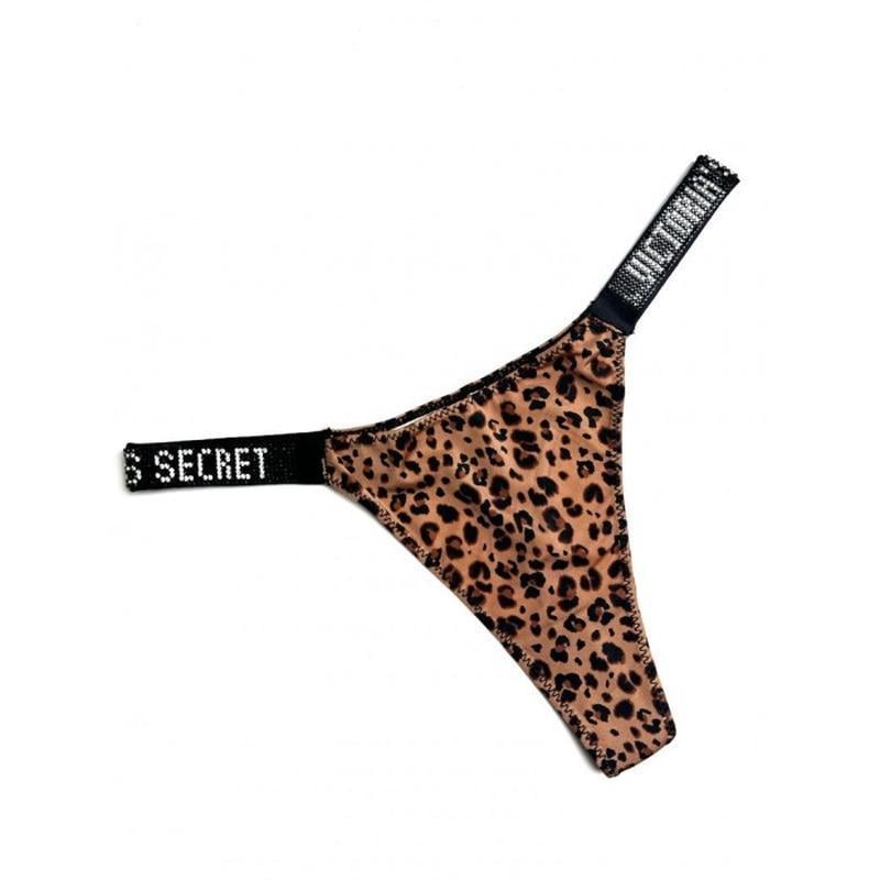 Стринги Victoria's Secret средняя посадка со стразами М 80-90 см Леопард (1233)