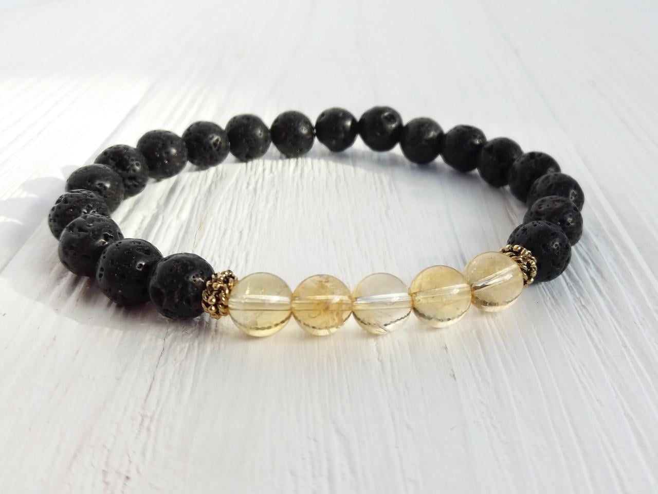 Браслет Лава/Цитрин d 8 мм (1112486575)