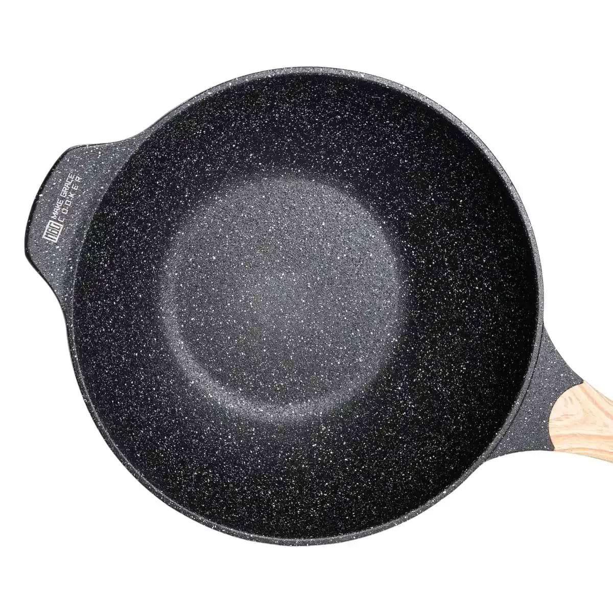 Сковорода алюминиевая MGC мраморное антипригарное покрытие с лопаткой для приготовления 32 см 5,8 л (5133)