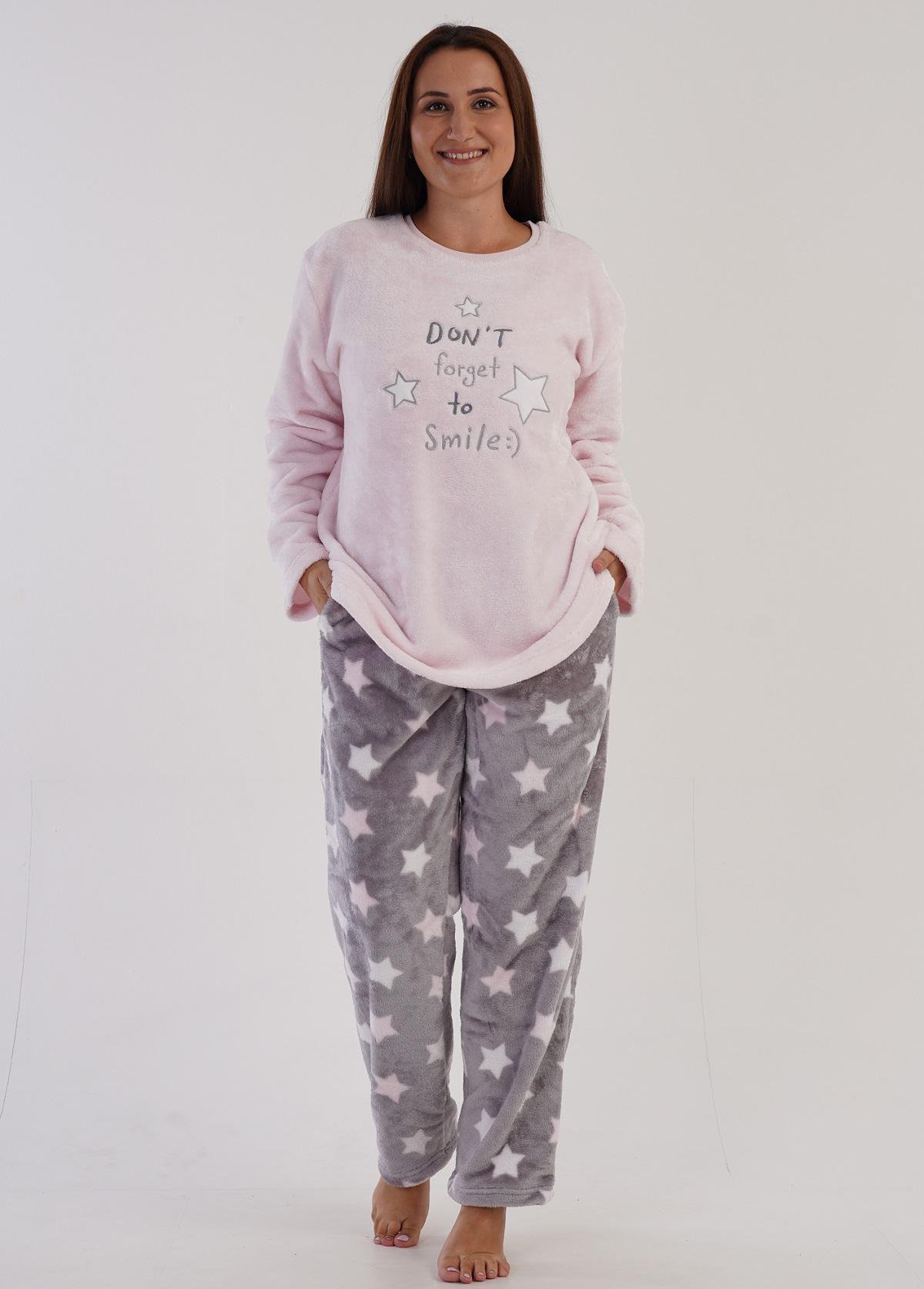 Пижама женская махровая лонгслив и штаны Vienetta XL Серый(304070)