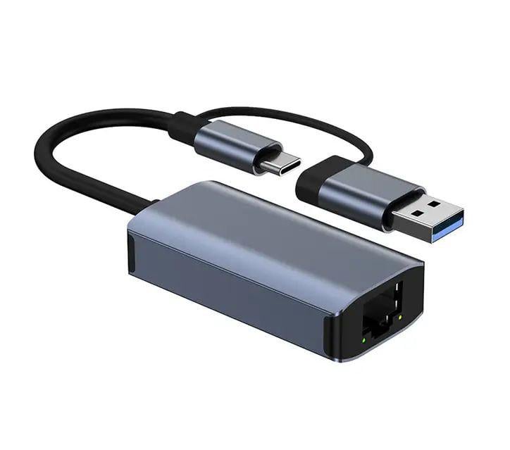 Карта мережева Deepfox-2207 USB Type-C/USB-A RJ45 Gigabit Ethernet