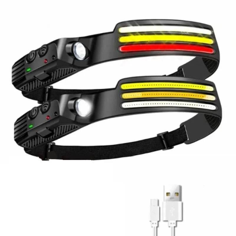 Фонарь налобный COBA CB 689-3 с датчиком движения красным светом COB LED аккумуляторный USB-зарядкой
