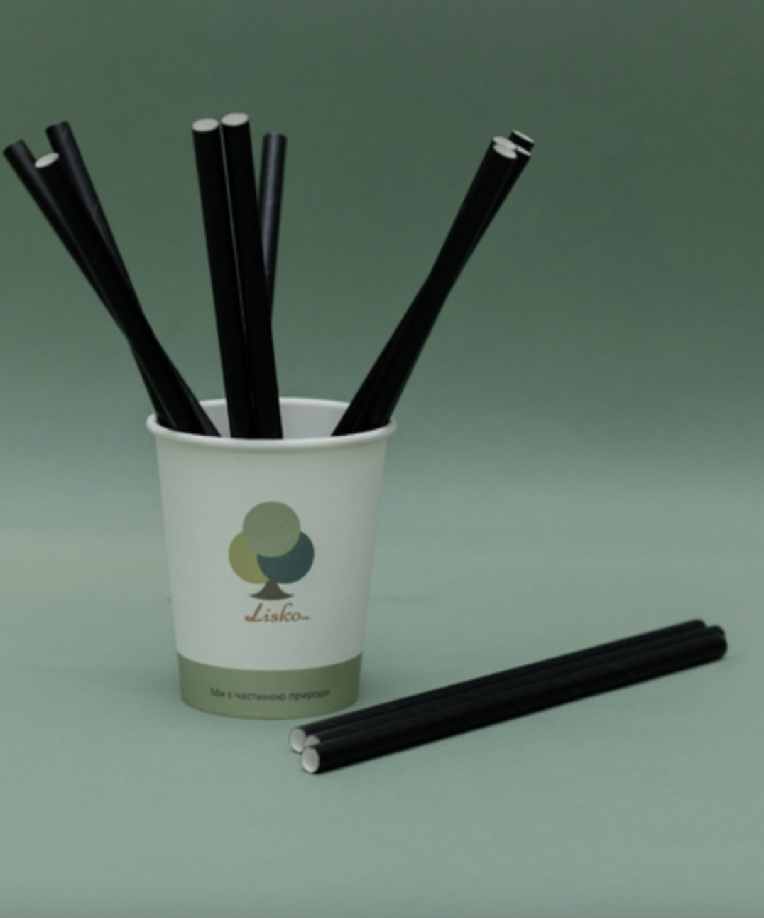 Трубочки бумажные 8х197 мм 50 шт/уп. Черный - фото 1