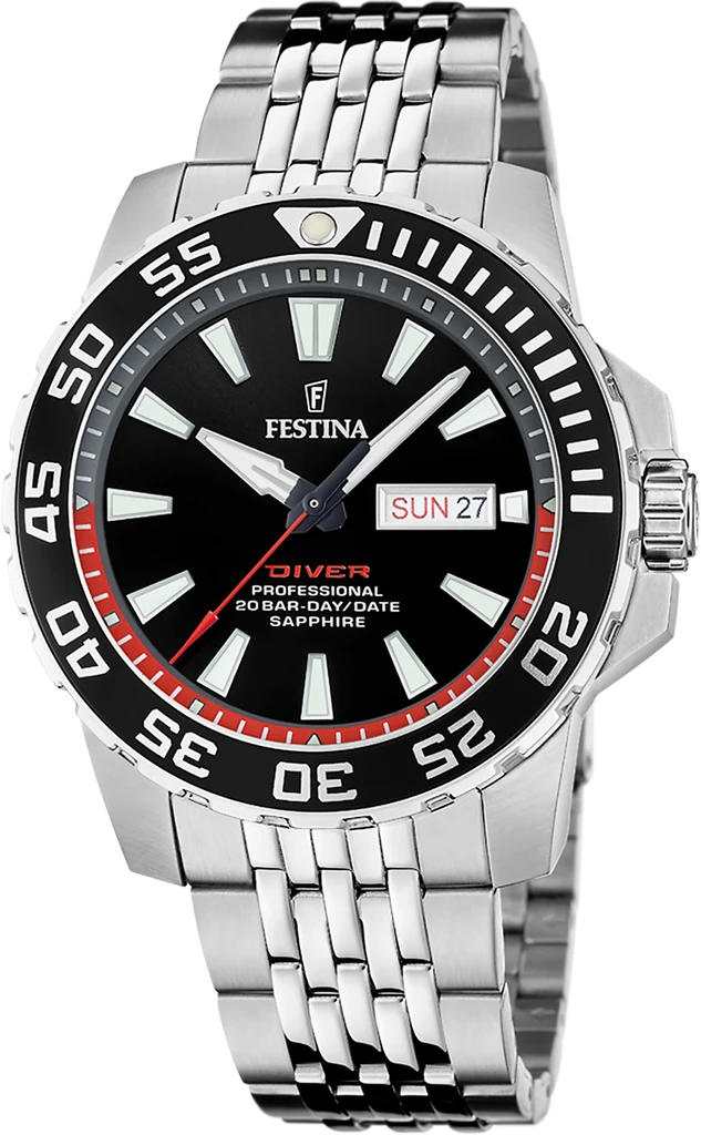 Наручные часы мужские Festina F20661/3 The Originals со стальным корпусом/сапфировым стеклом WR 200 м и черным циферблатом
