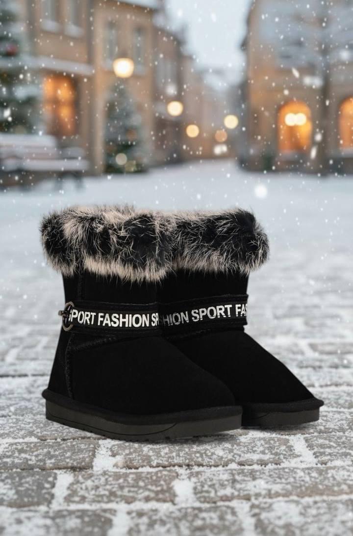 Угги дитячі Hengji 1935 натуральна замша та хутро р. 30 Чорний (30705861) - фото 3