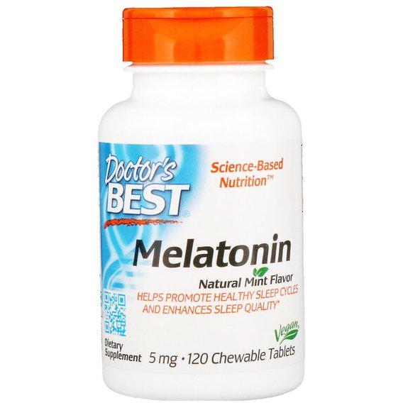 Мелатонін для сну Doctor's Best Melatonin 5 мг 120 Chewable Tabs Natural Mint Flavor (DRB-00407)