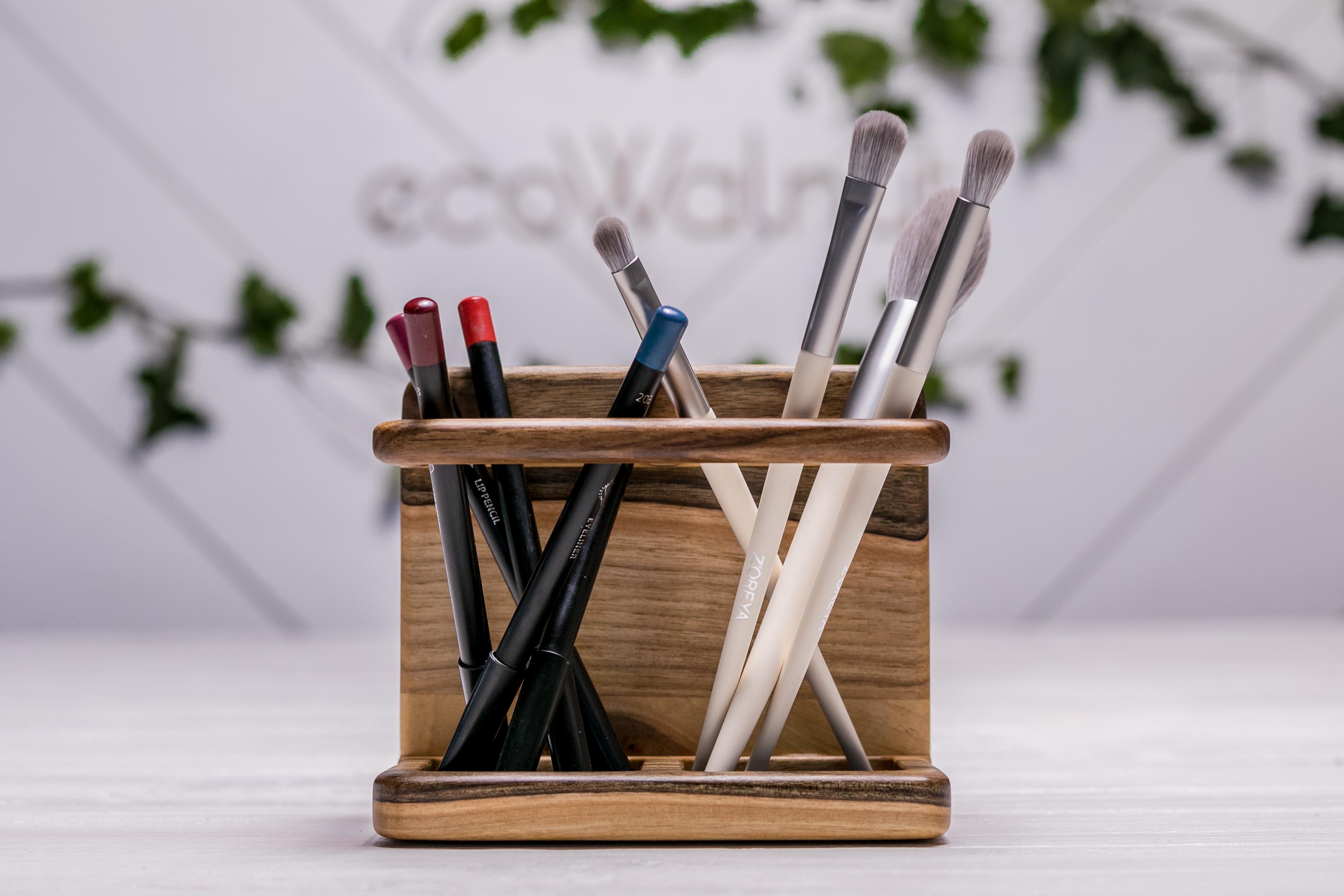 Косметичка EcoWalnut настільна жіноча для пензликів з гравіюванням Make-up (EW-28.1) - фото 6