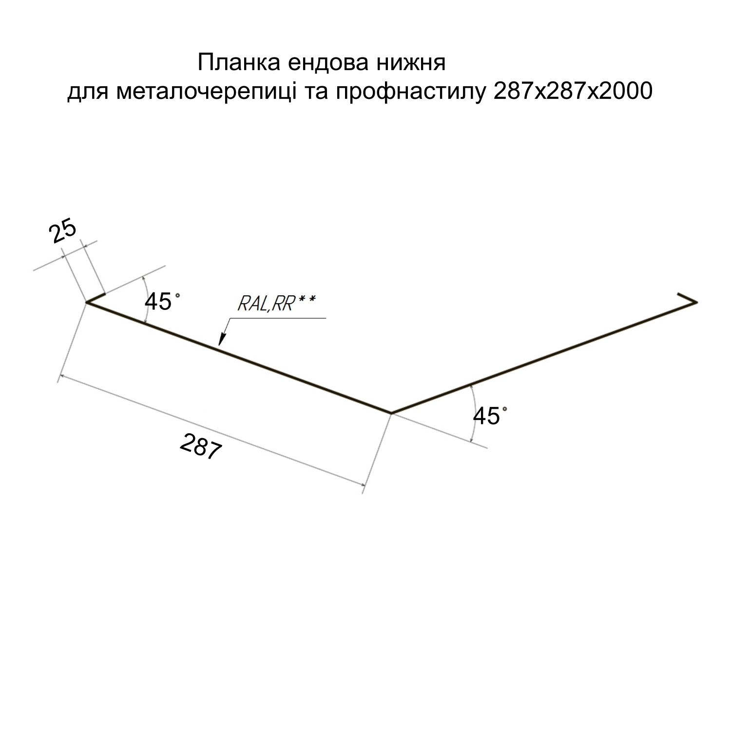 Планка ендовы нижняя Partner 287х287х2000 для металлочерепицы и профнастила с матовым покрытием Ral 6020 мат Темно-зеленый (377156778) - фото 2