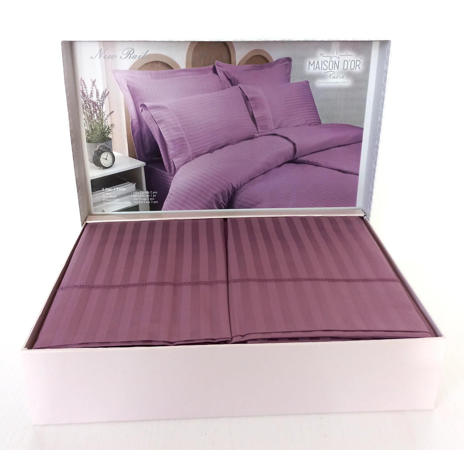 Постельное белье Maison D'or сатин страйп семейный New Rails Lilac (CN10964)