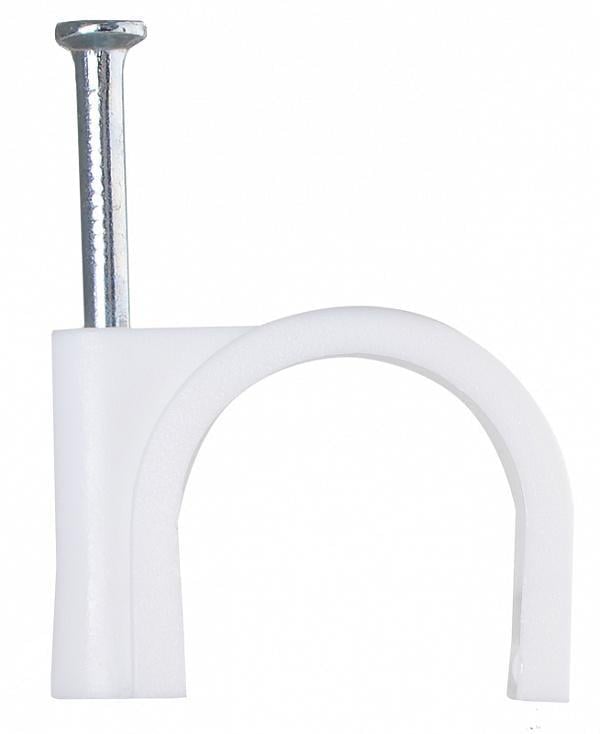 Скоба крепежная АСКО-Укрем 18 мм круглая с гвоздем нейлон 1 шт. Белый (A0150030011)