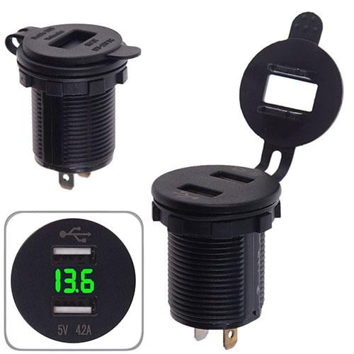 Автомобильное зарядное устройство 2 USB 5V2,1A 5V2,1A 12-24V врезное в планку + вольтметр (70286) Автомобильное зарядное устройство 2 USB 5V2,1A 5V2,1A 12-24V врезное в планку + вольтметр (70286)