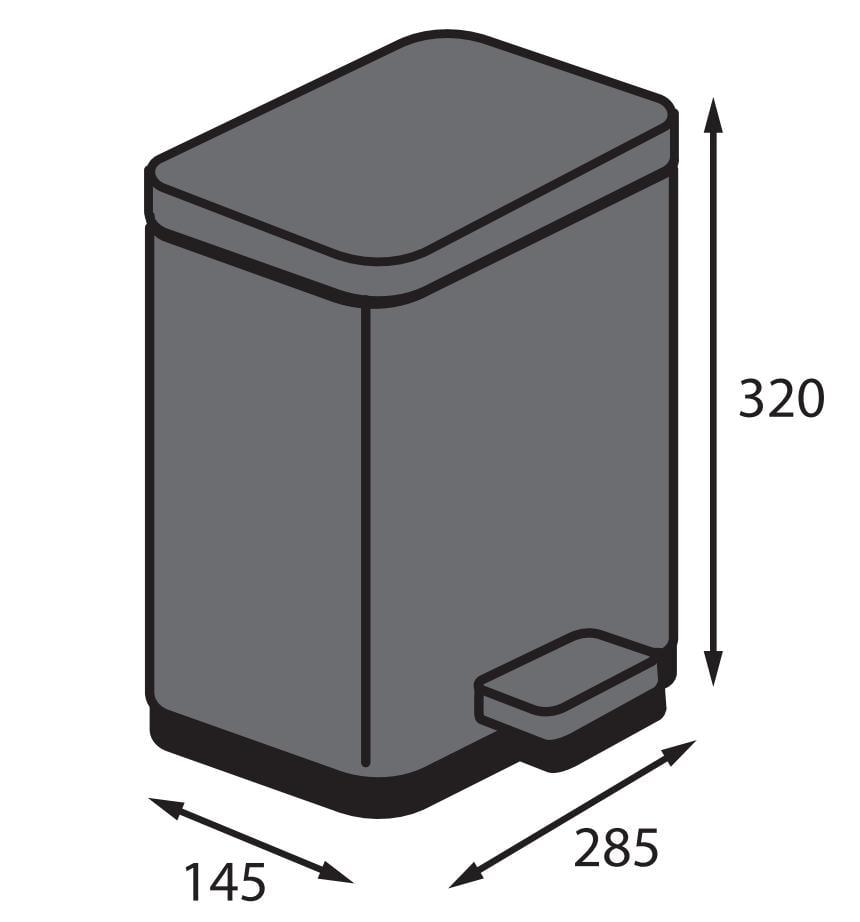 Відро для сміття KOER TC-010306-07 з плавним закриттям прямокутне 6 л Графіт (KR5602) - фото 4