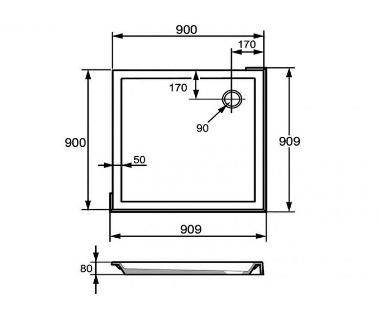 Піддон для душу HUPPE Verano 235001.055 із штучного каменю 90x90x8 см (113906) - фото 2