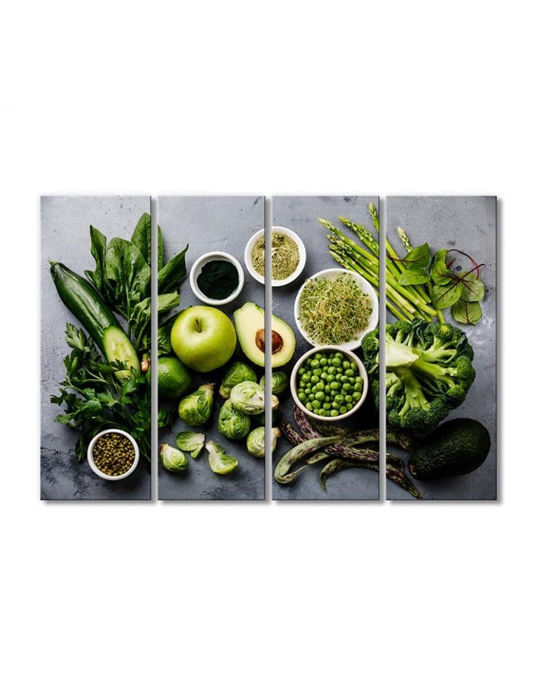 Картина модульная Радуга зеленых продуктов 4 модуля 120x180 см (195710Natyurmorty0001)
