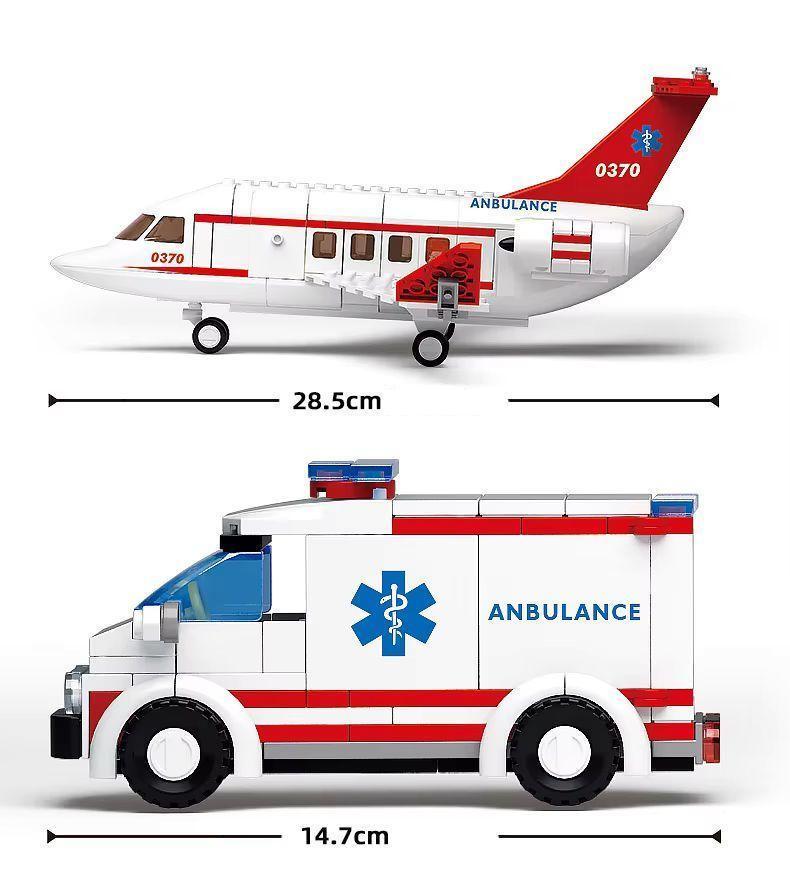 Конструктор Sluban Літак машинка швидкої допомоги 335 деталі Червоний (437) - фото 6