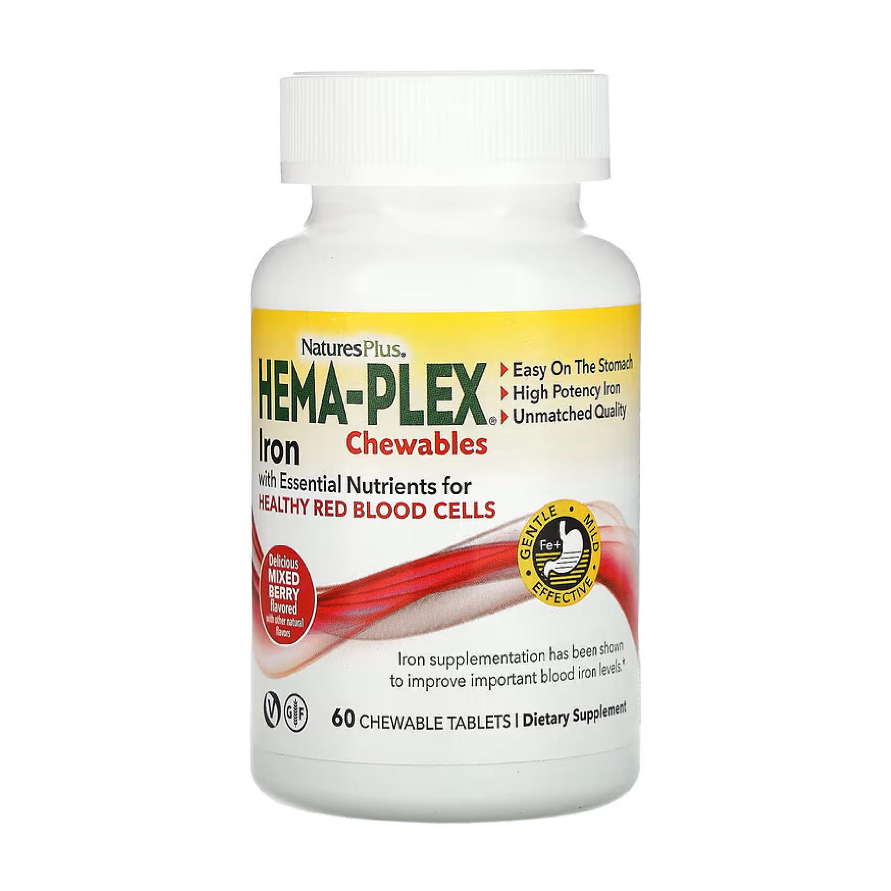 Железо Nature's Plus Hema-Plex 60 жевательных таб.