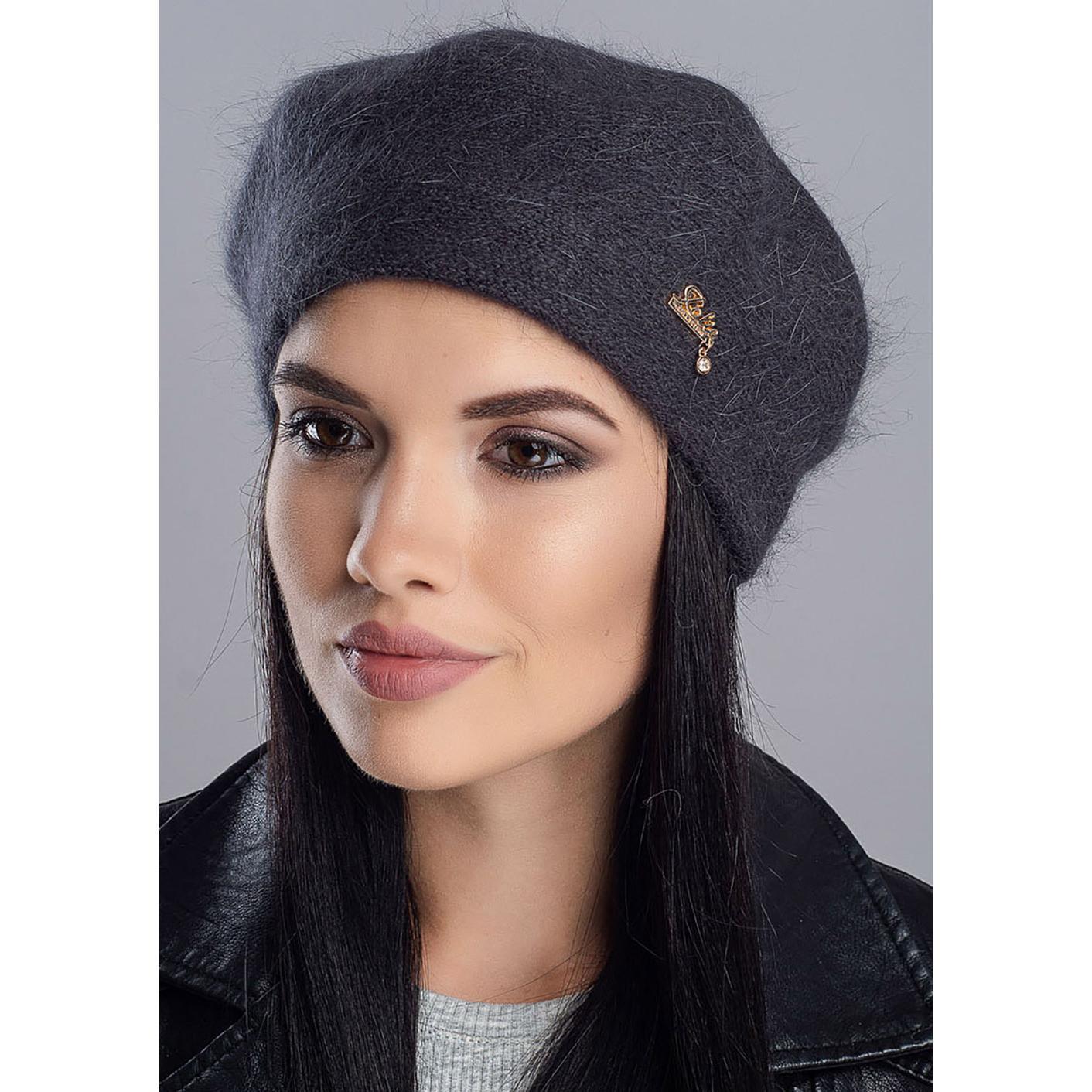 Берет ангоровый женский Leks Лаура one size Антрацитовый