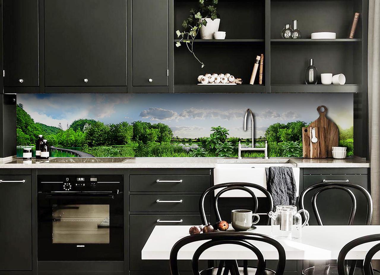 Кухонный фартук Сочная зелень деревья из самоклеющейся виниловой пленки 65х250 см Зеленый