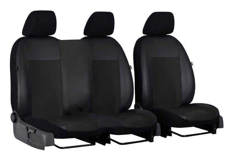 Авточехлы комбинированные Pok-ter Unico 1+2 Renault Trafic 2001-2014 экокожа+алькантара с черной вставкой (Unico1+2-1147)