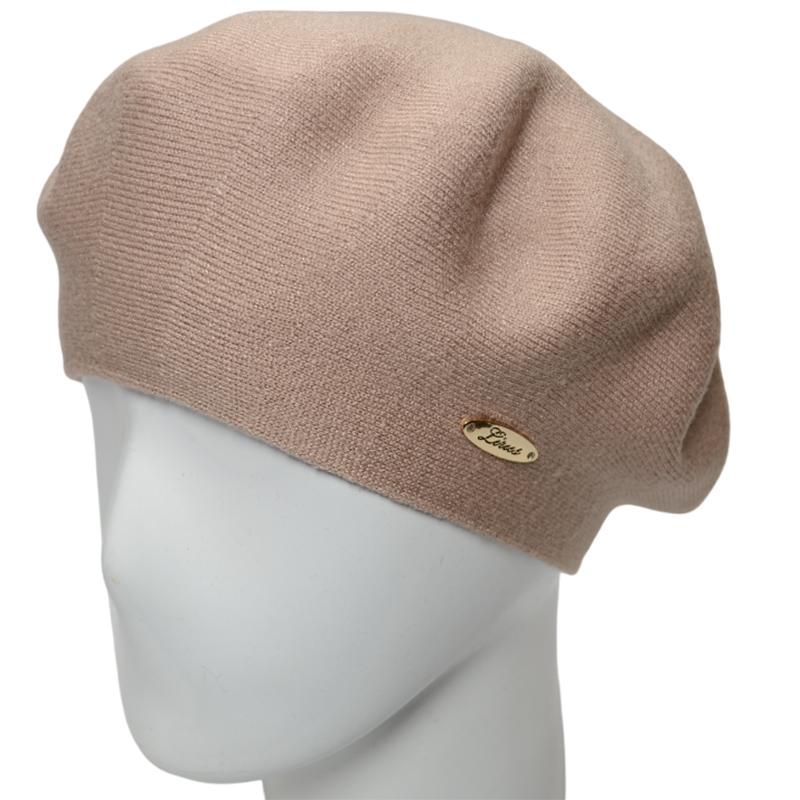Берет женский двойной Novita Софи из вискозы теплый мягкий L р. 57-58 Темно-бежевый