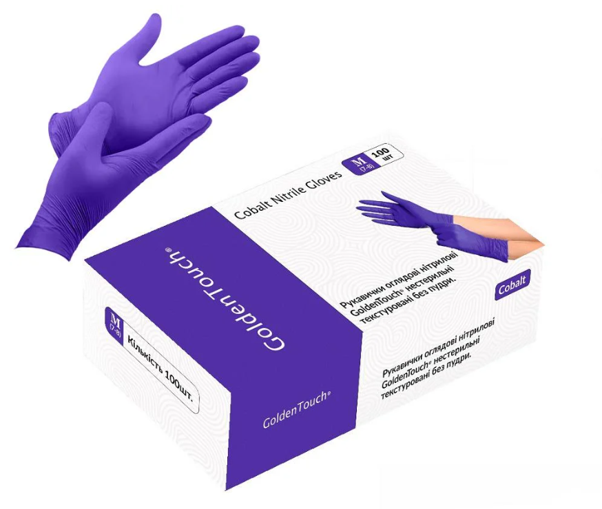 Перчатки нитриловые Golden Touch 3.7 г нестерильные текстурированные M 50 пар (HFN-127352M) - фото 1 Перчатки нитриловые Golden Touch 3.7 г нестерильные текстурированные M 50 пар (HFN-127352M) - фото 1