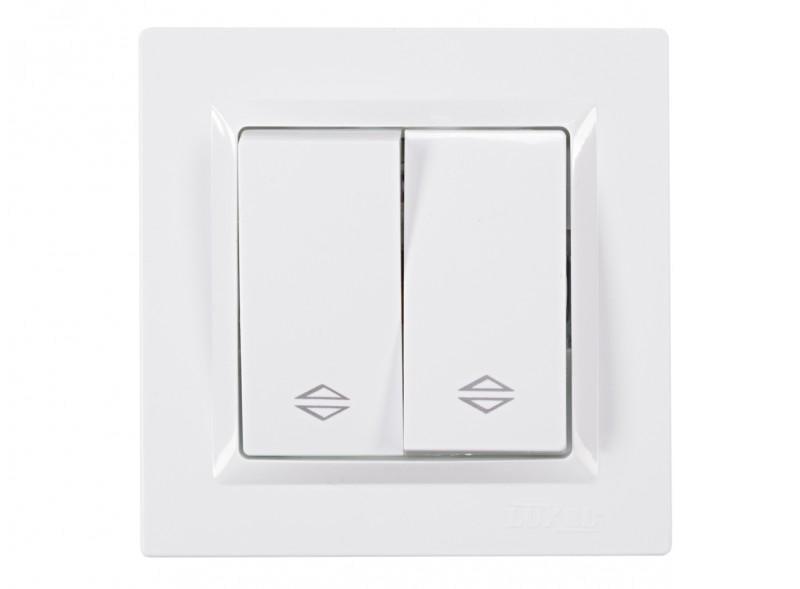 Выключатель двухклавишный проходной Luxel JAZZ 9019 Белый (27552670)