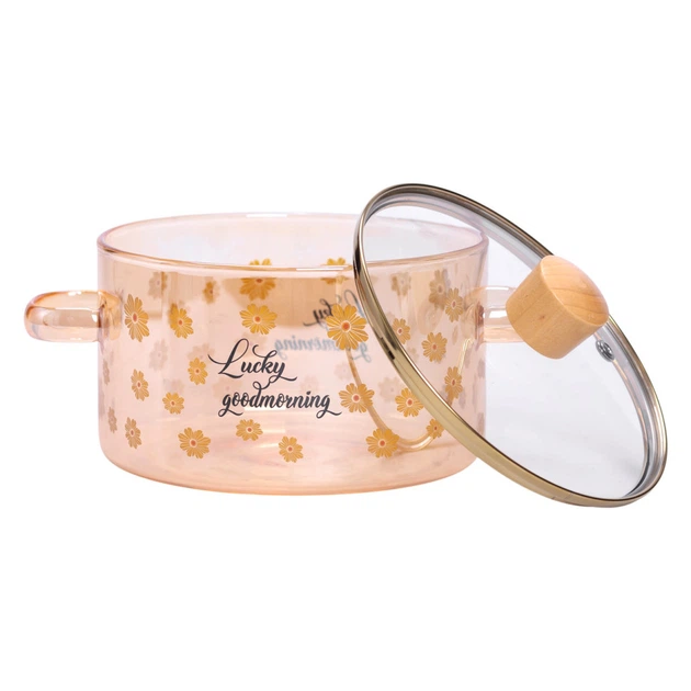 Кастрюля из боросиликатного огнеупорного стекла Yiwu HP-33-2 круглая с крышкой 1,5 л Коричневый (107-6-HP-33-2) Кастрюля из боросиликатного огнеупорного стекла Yiwu HP-33-2 круглая с крышкой 1,5 л Коричневый (107-6-HP-33-2)