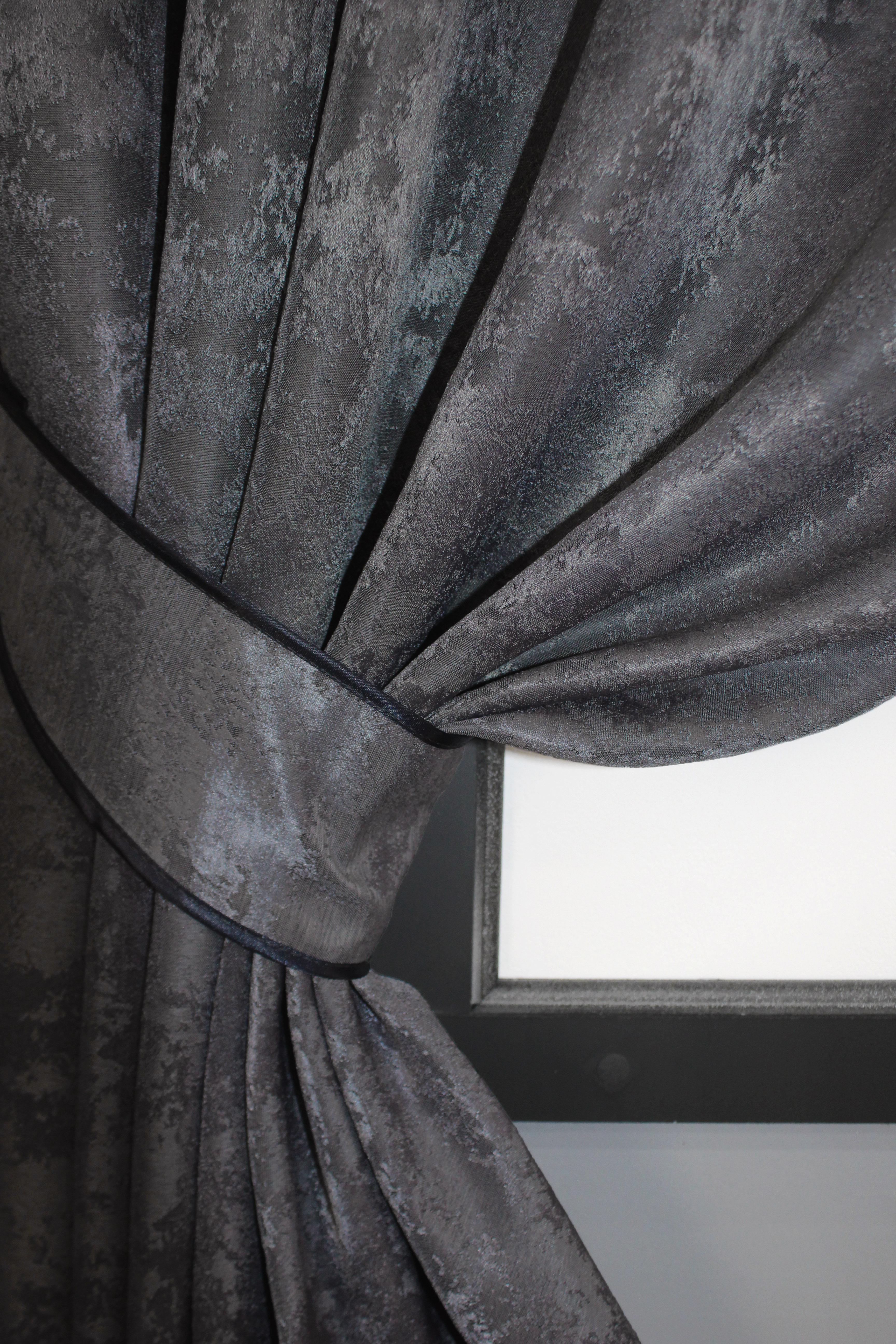 Комплект коротких штор VR-Textil Жакард Sultan YL № 1211ш Графітовий 130х170 см 2 шт. (35-0004) - фото 4