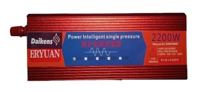 Перетворювач напруги з чистою синусоїдою Daikens 2200W DC 12V в AC 220V з USB Червоний