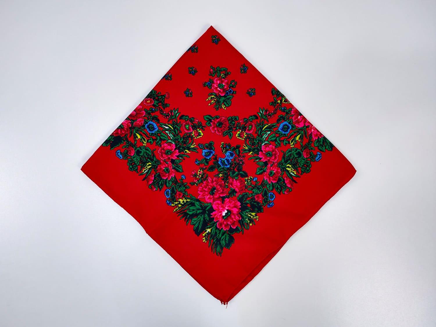 Платок Розовый цветок 80x80 см Красный (29815962)